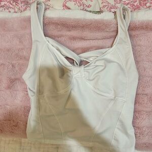 Free People Movement White Tank Top with Knot Detail
